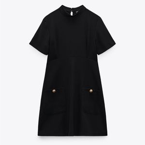 ZARA HIGH COLLAR DRESS BLACK